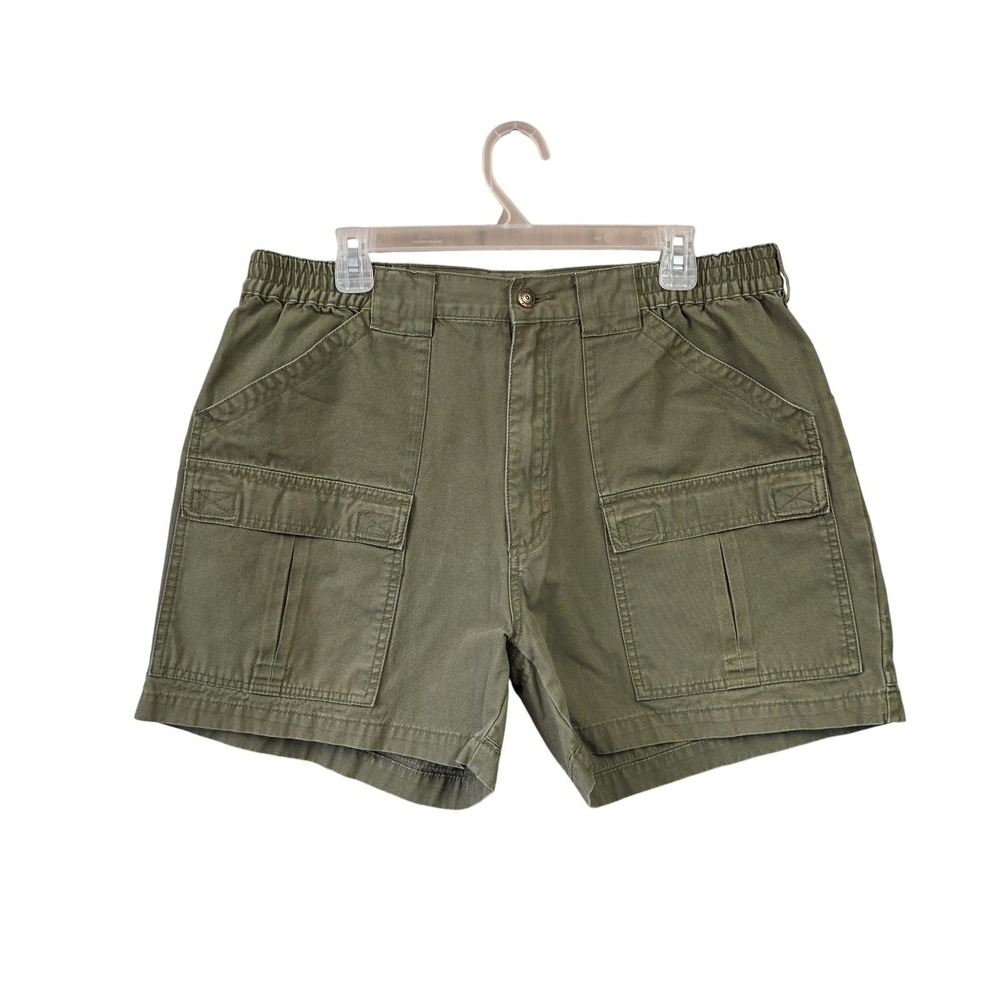 Cabela's Outdoors Cargo Shorts Men 36 Green Cotton Canvas Hiking Fly Fishing